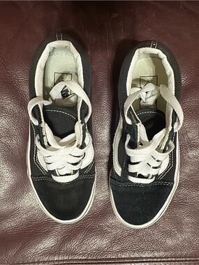 Vans Kids Black and White Low-Top Skate Sneakers